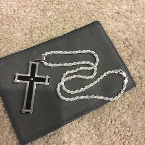 100% Sterling Silver Chain 1/2ct Diamond Cross